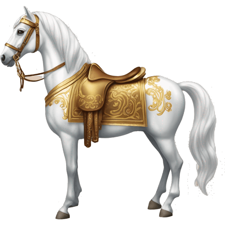 Gilded saddle vintage piebald horse gilded robes emoji