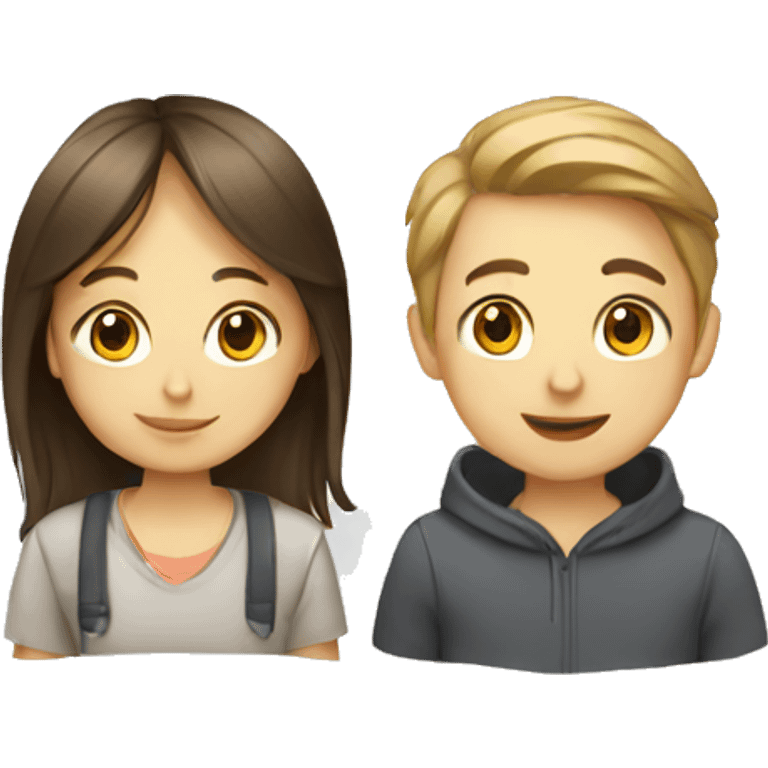 communication girl and boy in English emoji