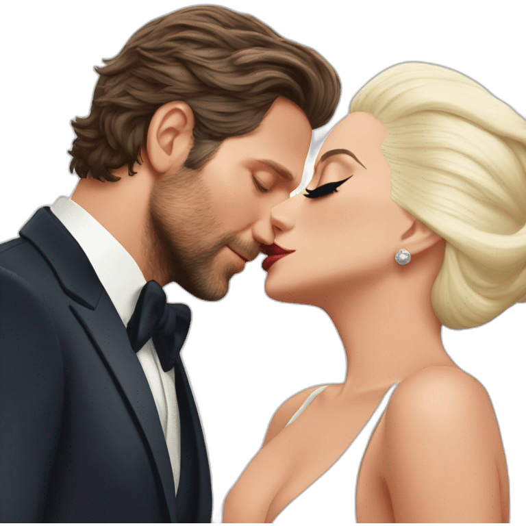 Lady Gaga kissing Bradley Cooper emoji