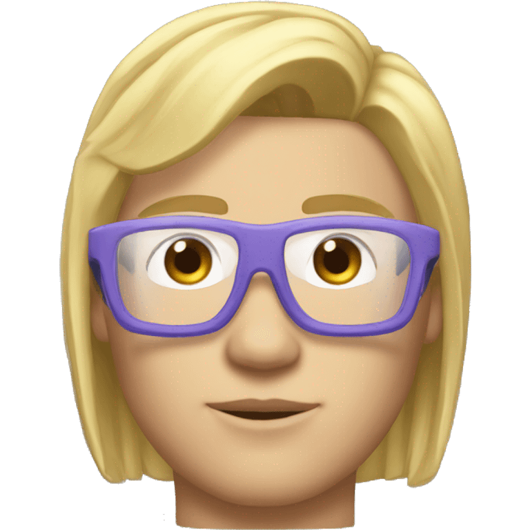 Neck helmet, glasses, volleyball jersey, straight shoulders, muscular arms, thin neck, serious face, arched eyebrows, piercing eyes, blond hair emoji