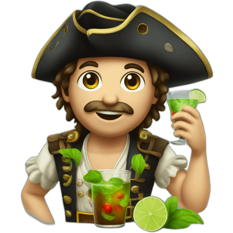 young italian pirate drinking mojito emoji