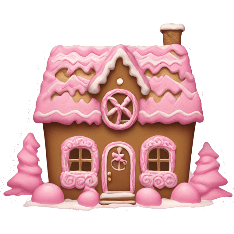 aesthetic pink gingerbread house emoji