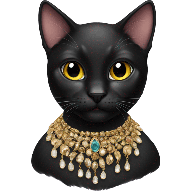 black cat with jewellery  emoji