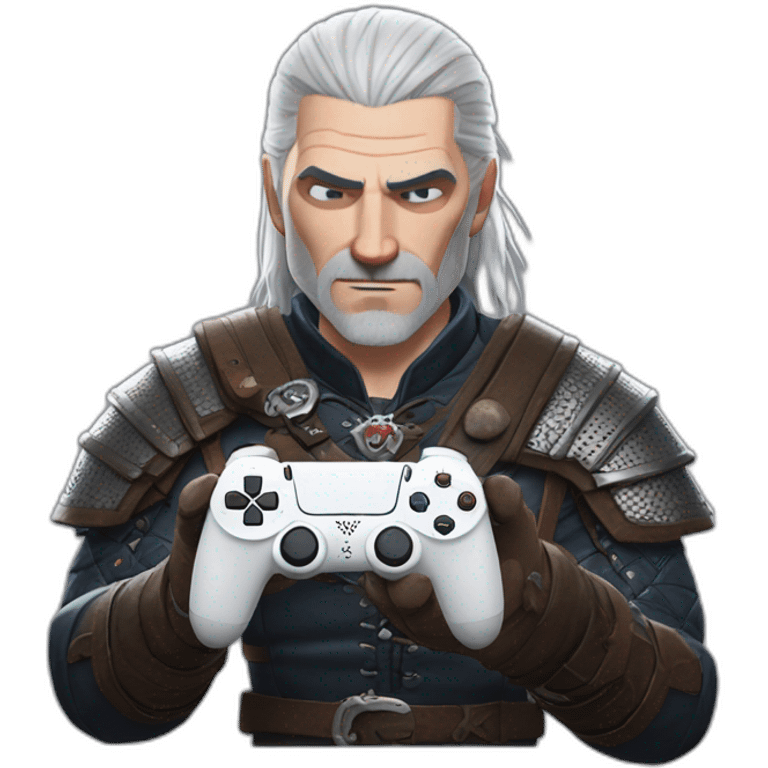 geralt of rivia using a ps5 controller emoji