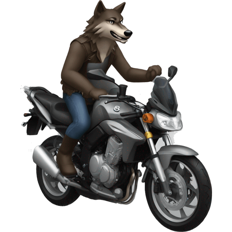 A wolf riding a Yamaha YBR  emoji