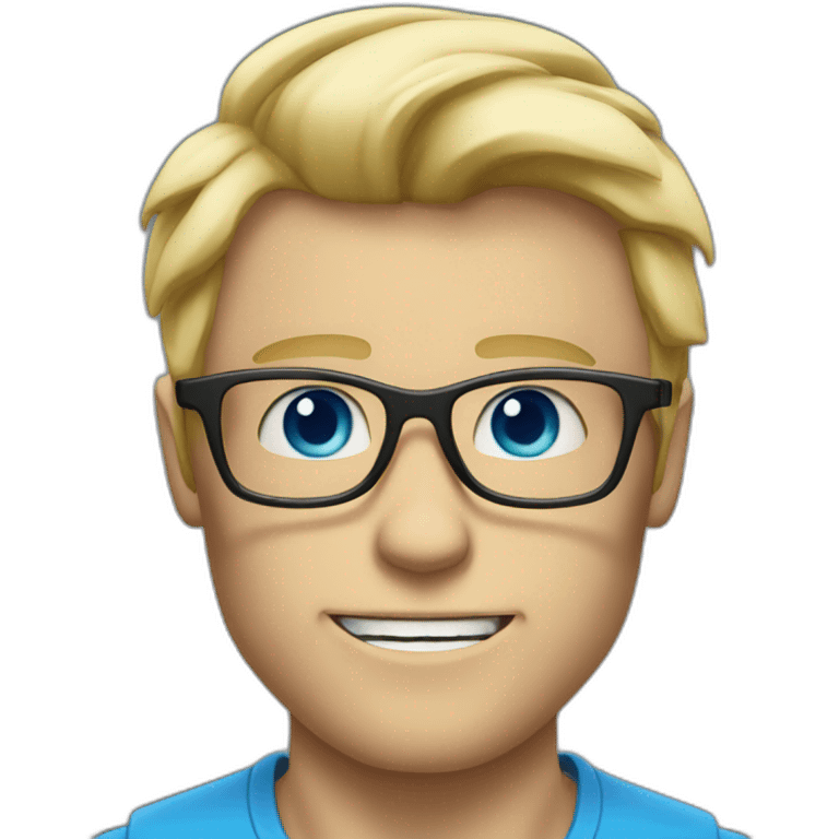 Blond man glasses muscle blue eyes eating big hazelnut emoji