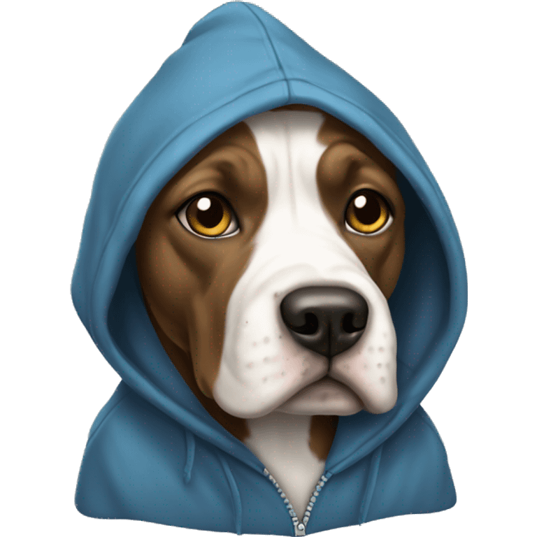 Staffordshire dog wearing hoodie emoji