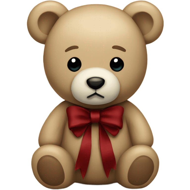 Beige teddy bear with a dark red bow emoji