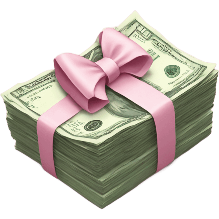 stack of money tied together with a light pink bow emoji