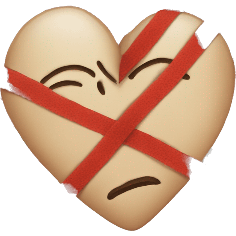 A whte broken heart with red bandages  emoji