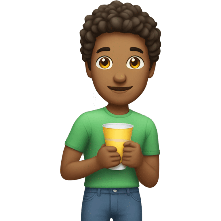 brazilian guy with a cup in hands emoji