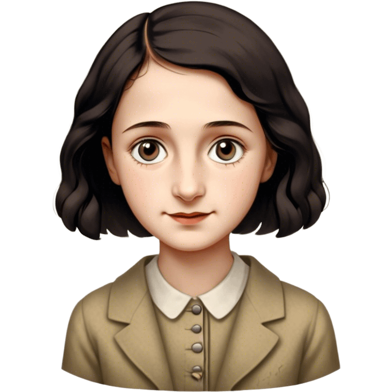 Anne Frank – Cinematic Realistic Portrait of Anne Frank, depicted with a reflective, gentle expression in period clothing, her eyes conveying hope and resilience, rendered with soft, natural lighting and delicate textures that capture the poignancy of her legacy. emoji