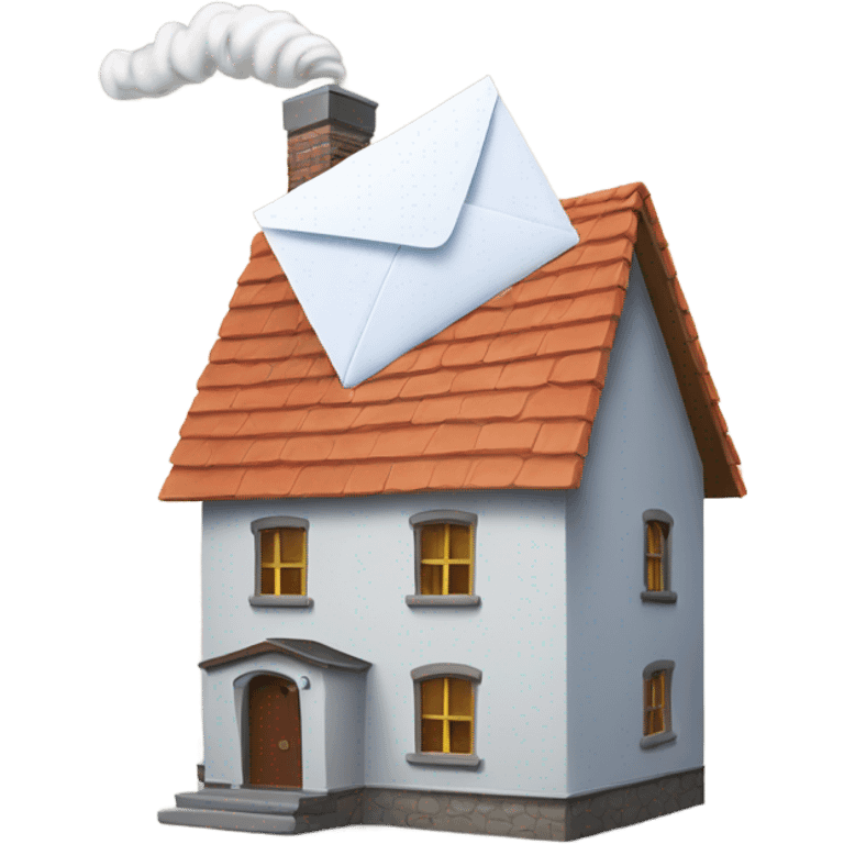 A house with envelopes blowing out the chimney  emoji