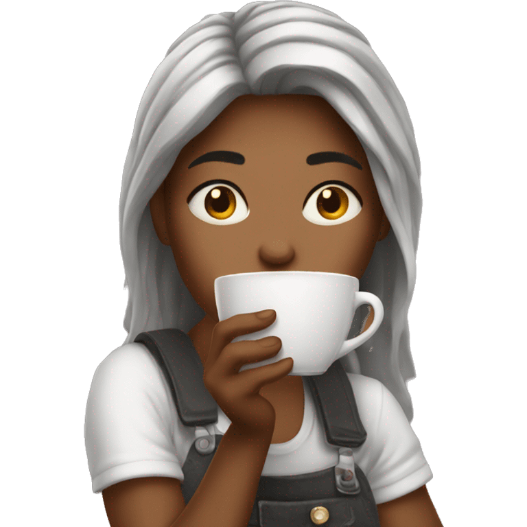 crazy girl drinking coffee emoji