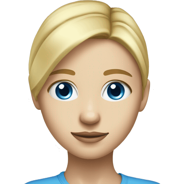 head and neck of Blonde girl blue eyes portrait without body emoji