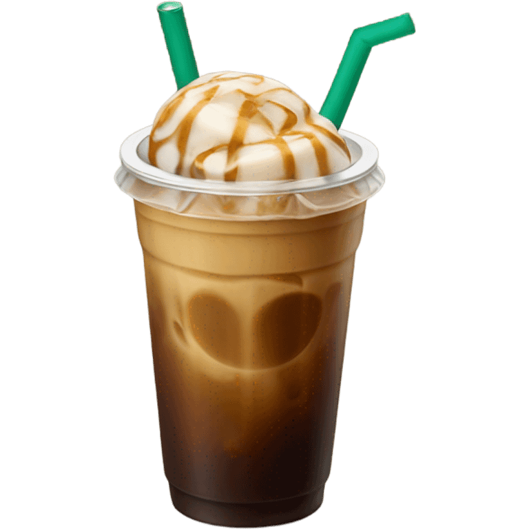 Starbuck ice coffee with ice cubes emoji