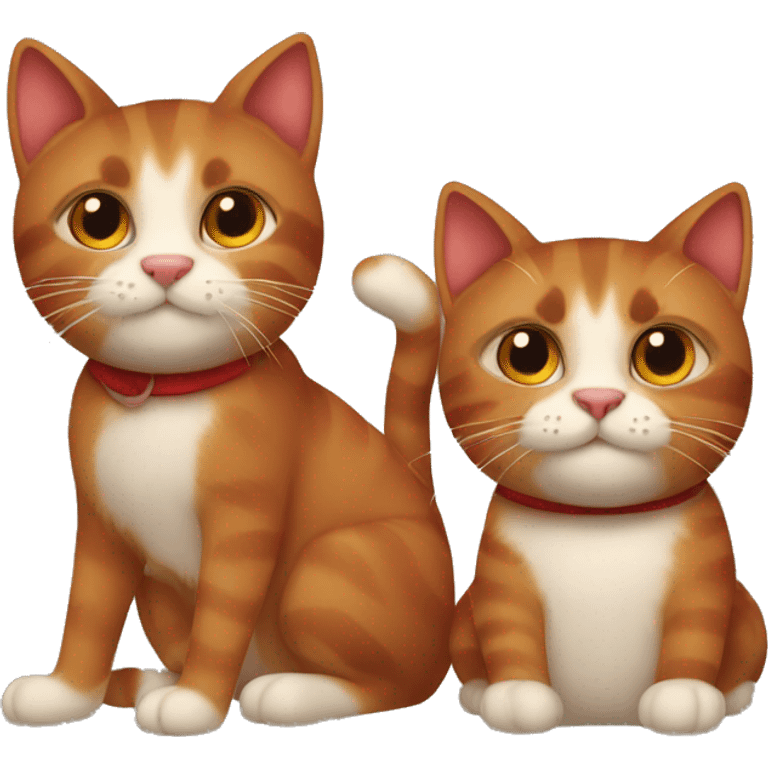 A Brown and a red cat they Play  emoji