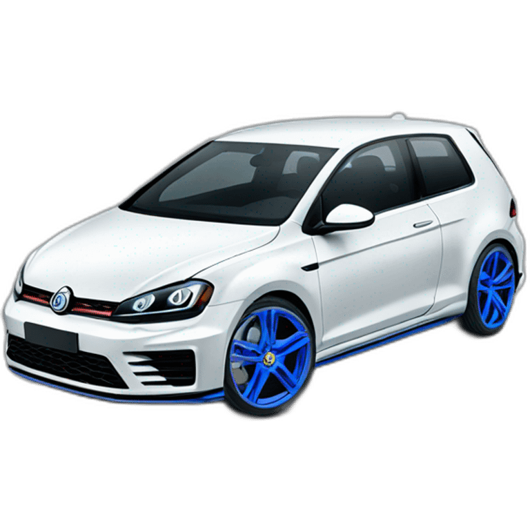 Golf-R-blanc-avec-des-jantes-bleu emoji