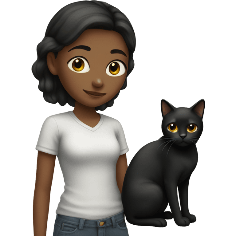 Girl with a black cat emoji