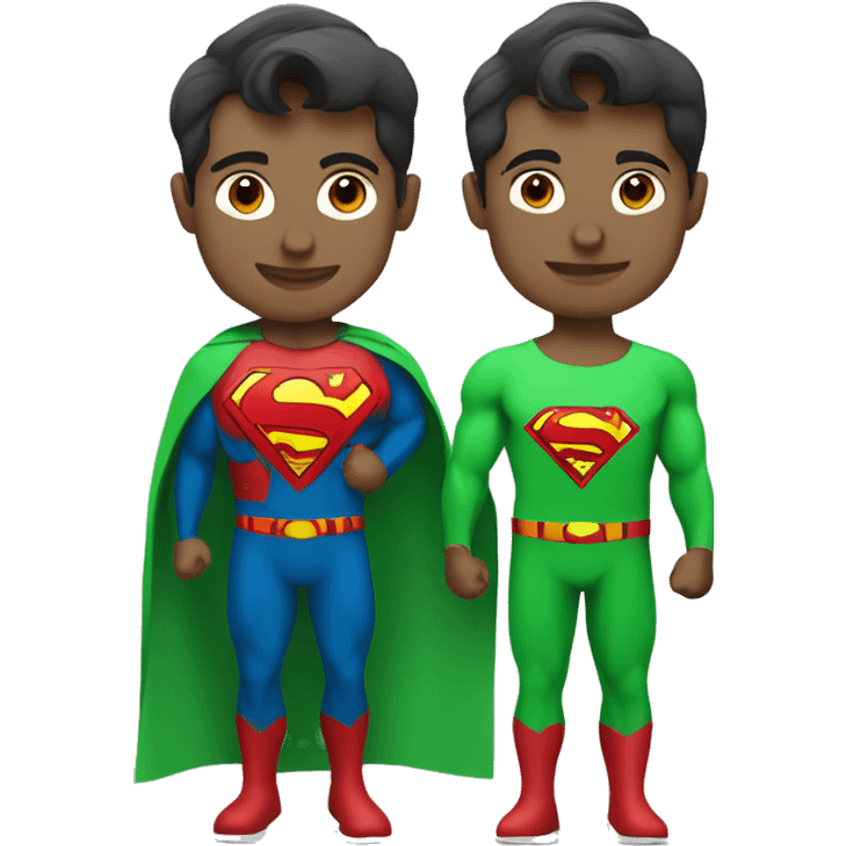 Superman as personal trainer dressed with green sport clothes and capa emoji