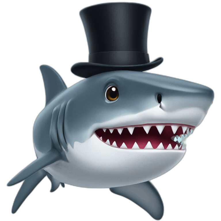 Shark with a top hat emoji