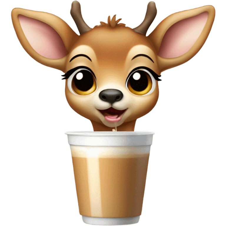 Baby deer drinking iced coffee emoji