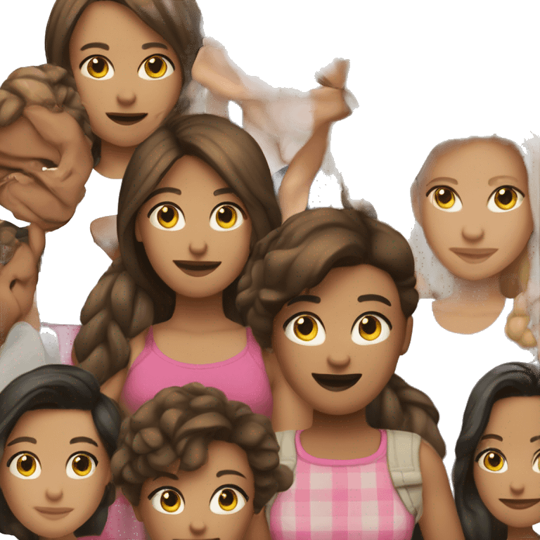 butch femme couple brown hair add 3 children (2 boys and a girl) emoji