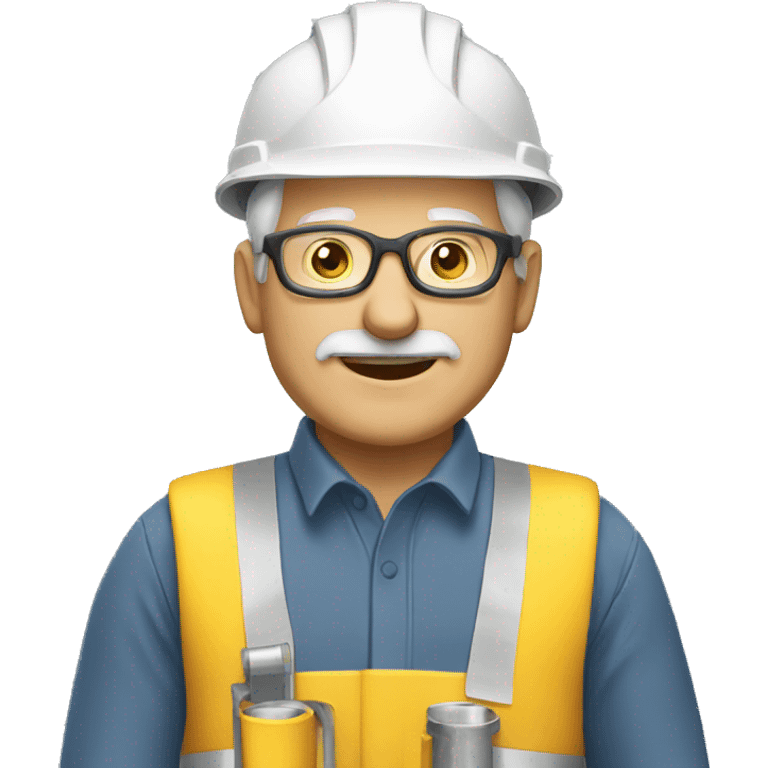 elderly man in engineering with yellow helmet emoji