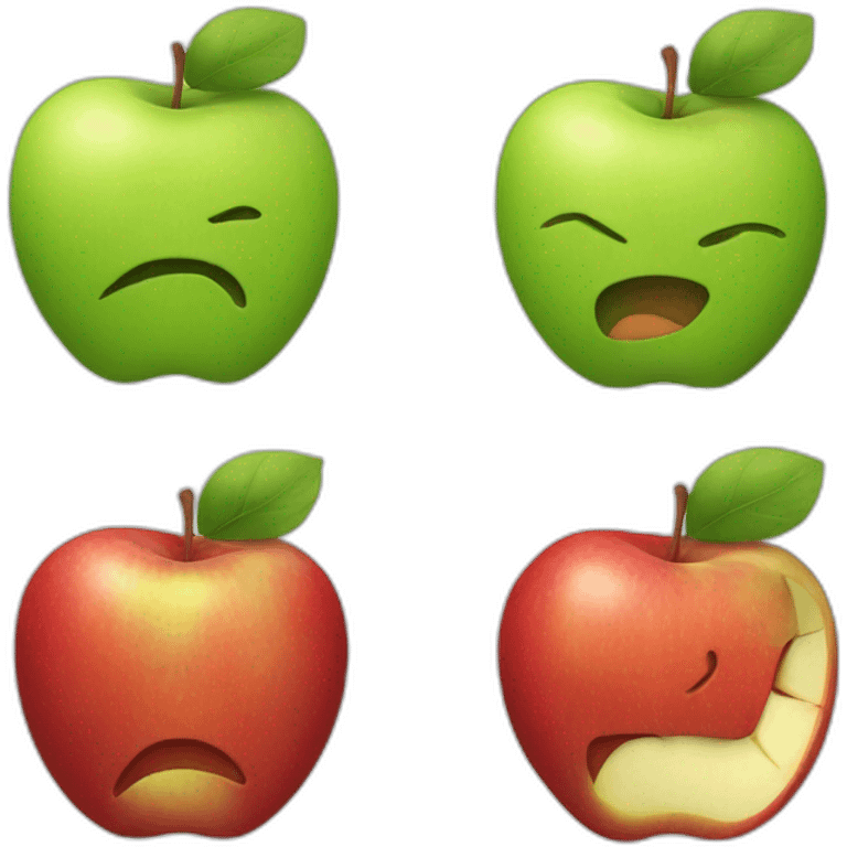 a apple with an face but the right side is bitten emoji