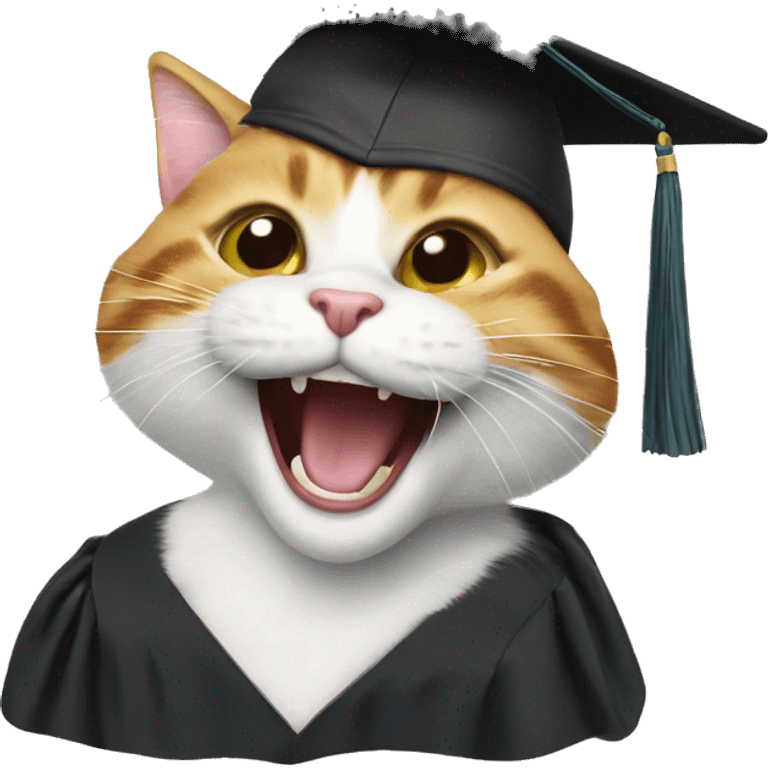 laughing cat with graduation cap on emoji