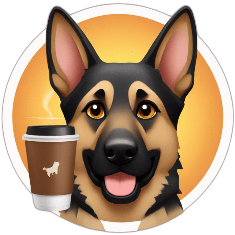 German shepherd is drink coffee emoji