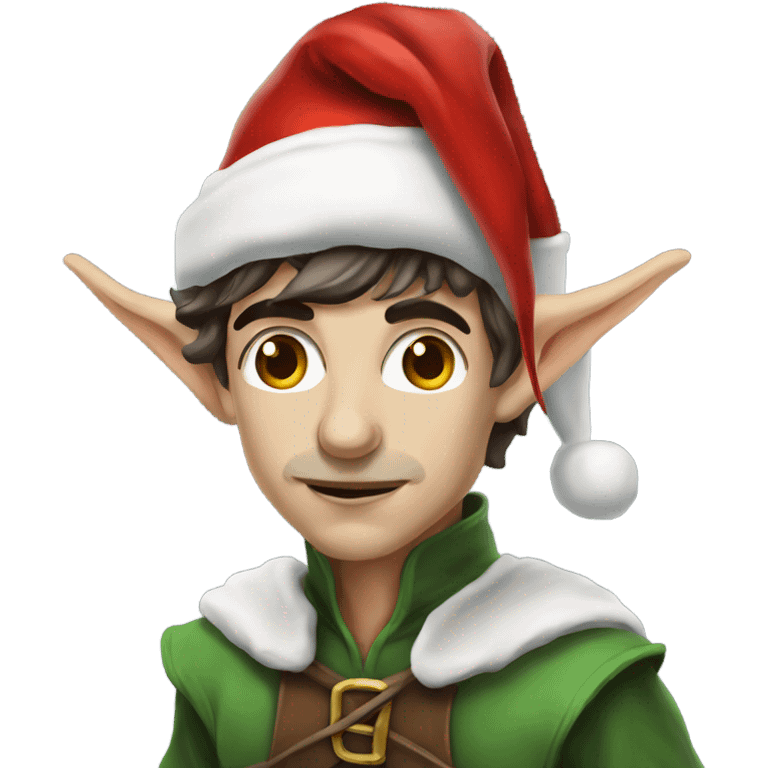 rogue male elf fantasy wearing santa hat emoji