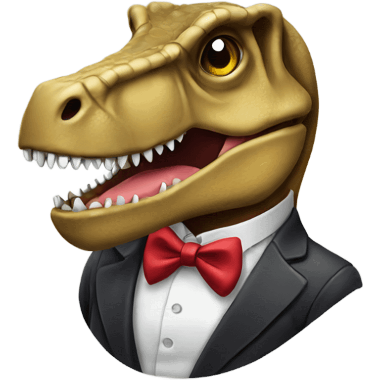 T-rex with bowtie cartoon emoji