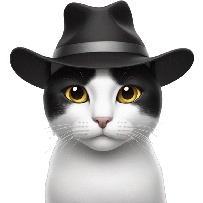 Black and white cat with hat emoji