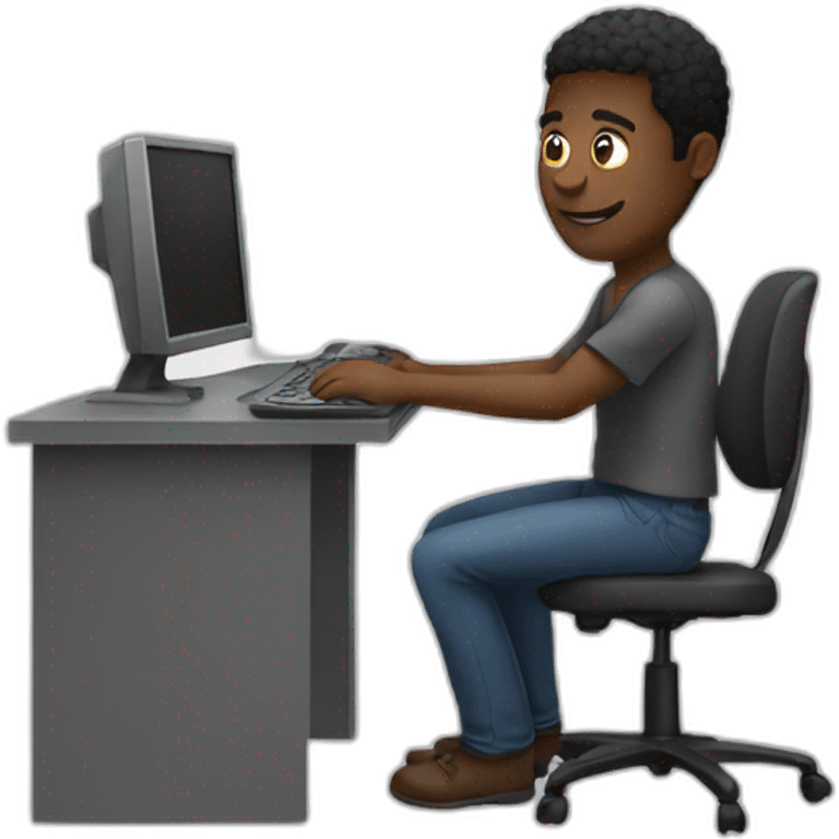 a black man working on his computer emoji