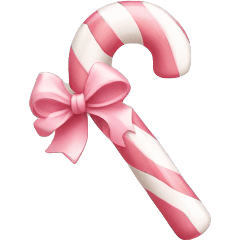 light pink and white candy cane with a bow emoji