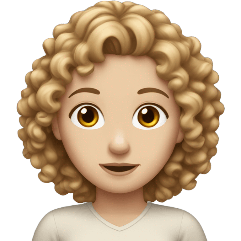 White girl with curly brown hair emoji