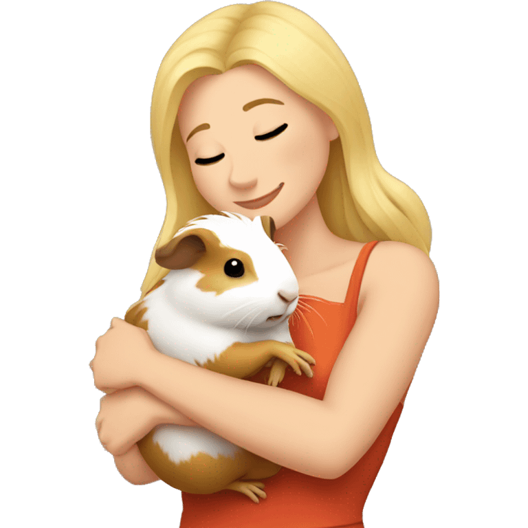 Blonde Woman hugging a guineapig emoji