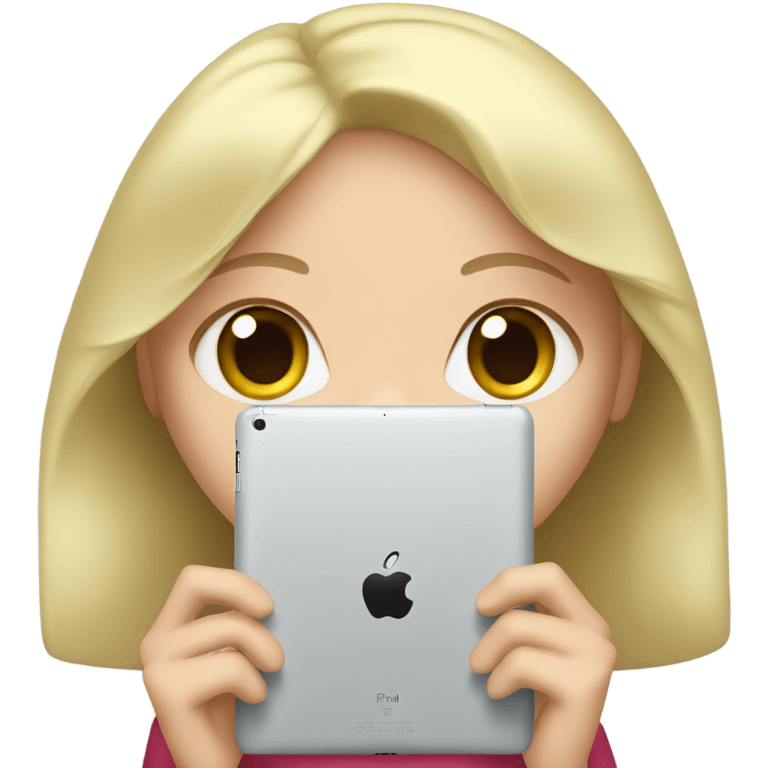 Apple ipad in girls hands (blond green eyes)  emoji