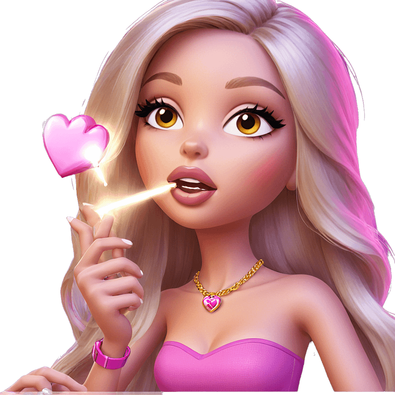 blonde girl with heart jewelry emoji