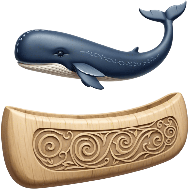 Scandinavian carving icon, whale bone with intricate Norse patterns, chisels and carving tools, minimalistic style, clean lines, transparent background. emoji