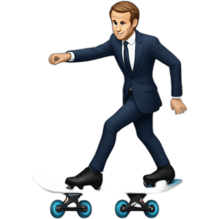 Macron, qui fait du skate avec une autre emoji