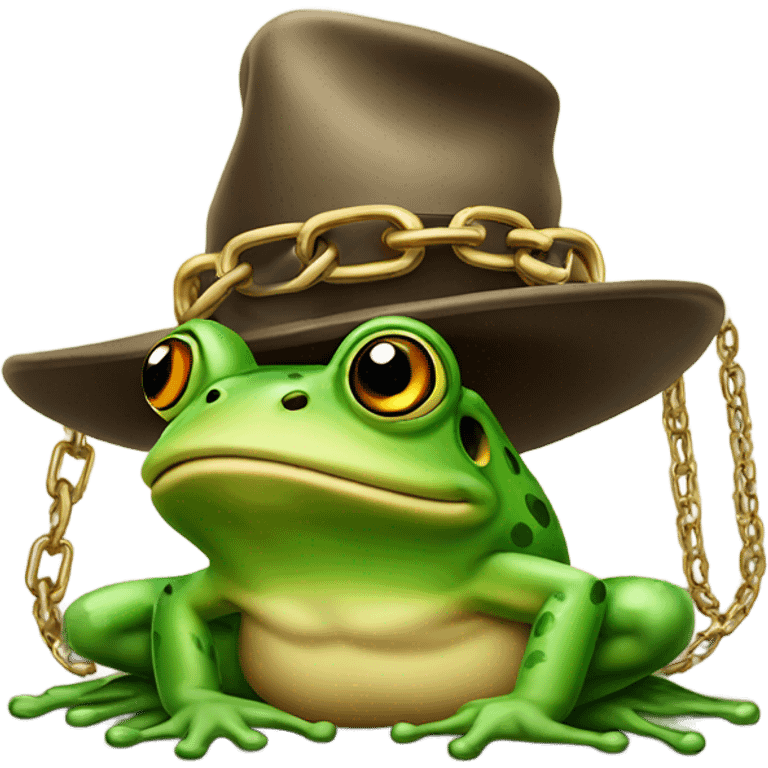 Frog with a big chain and cool hat  emoji