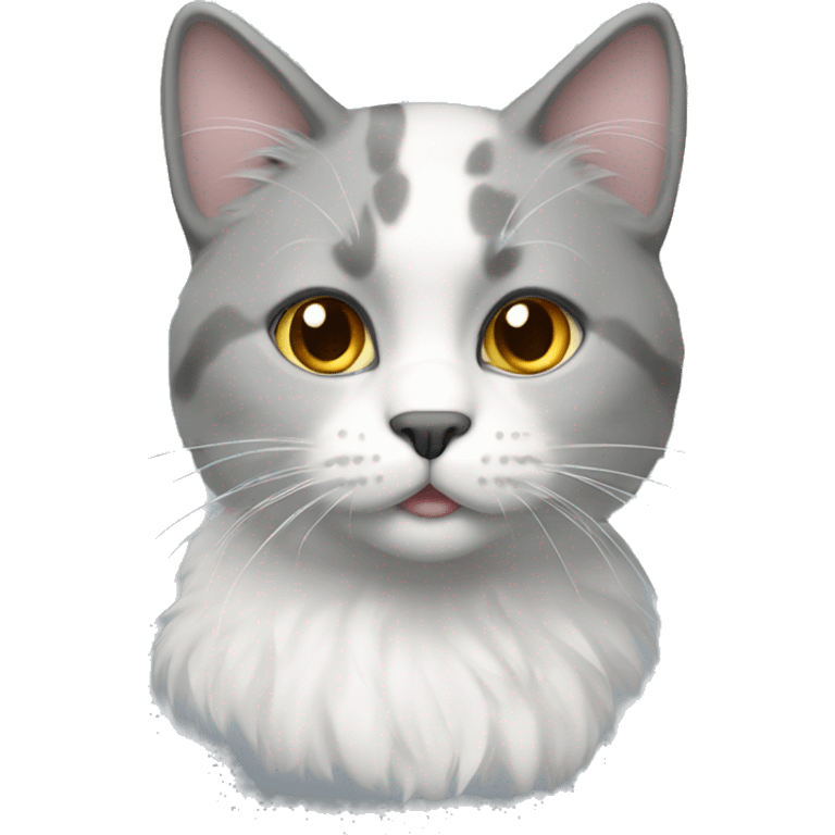 Cat with white and gray fur emoji