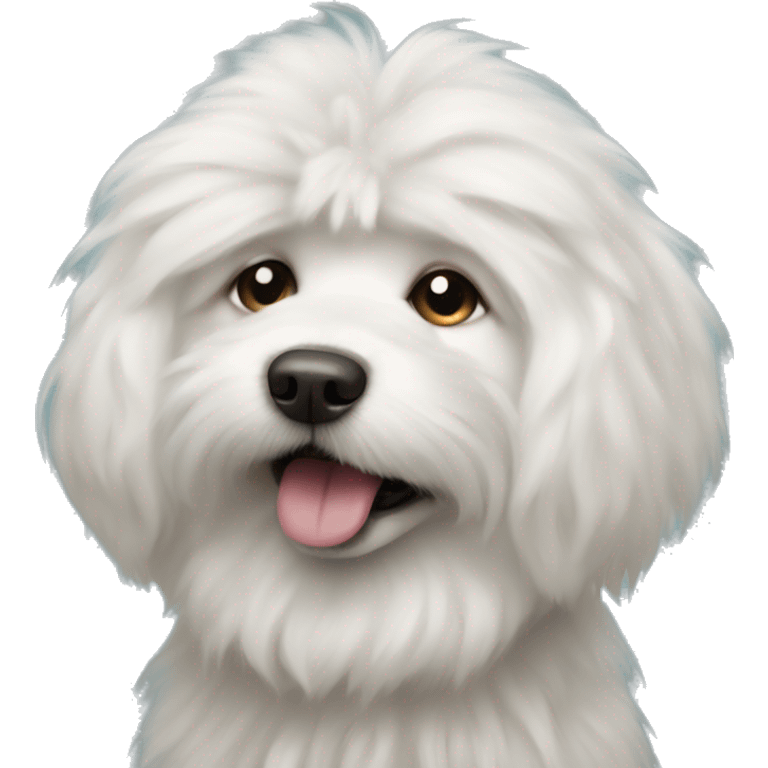 fluffy dog portrait closeup mouth closed emoji