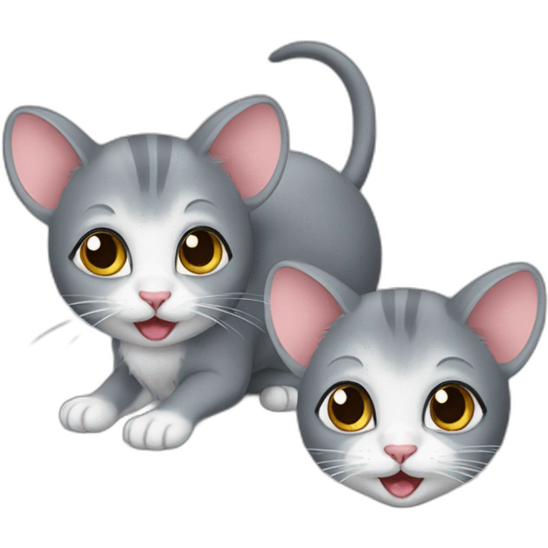 Mouse and gray kitten emoji