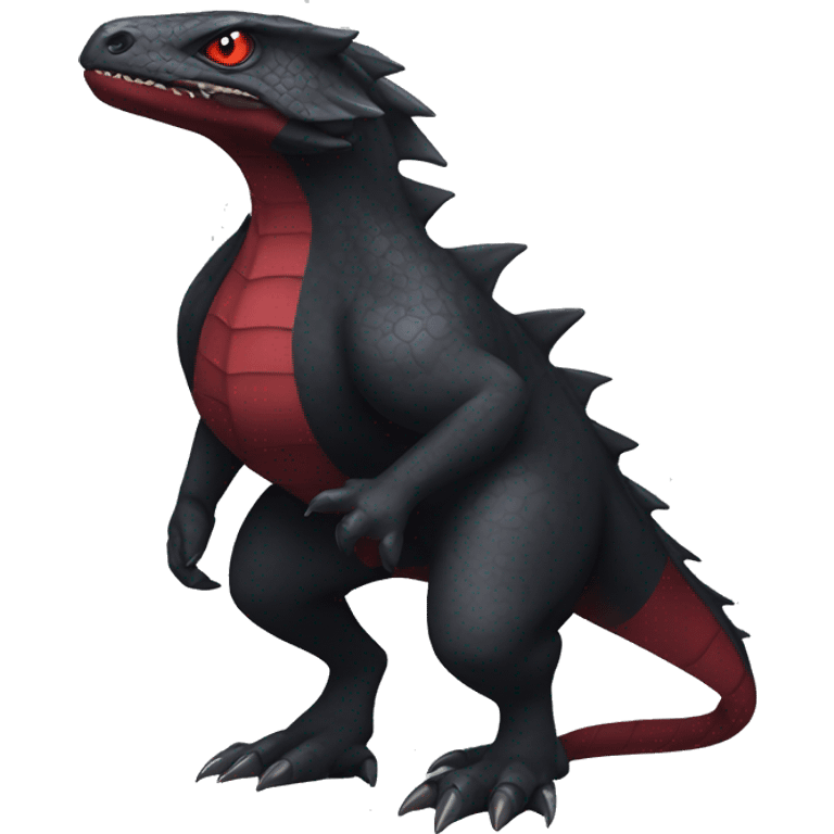 cool edgy black and dark-red Dark-type nargacuga reptile Pokémon full body emoji