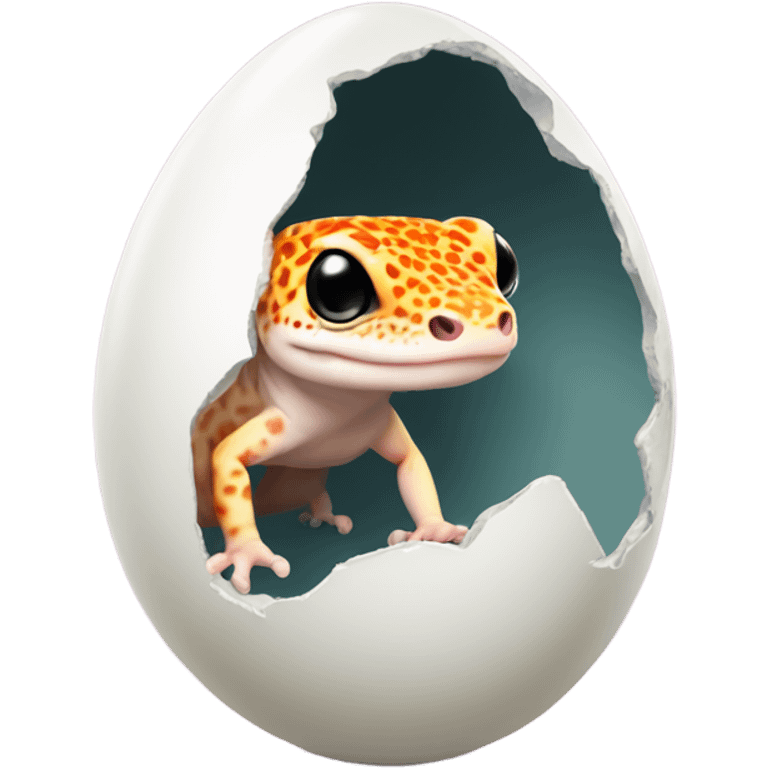 Orange leopard gecko emerges from egg emoji