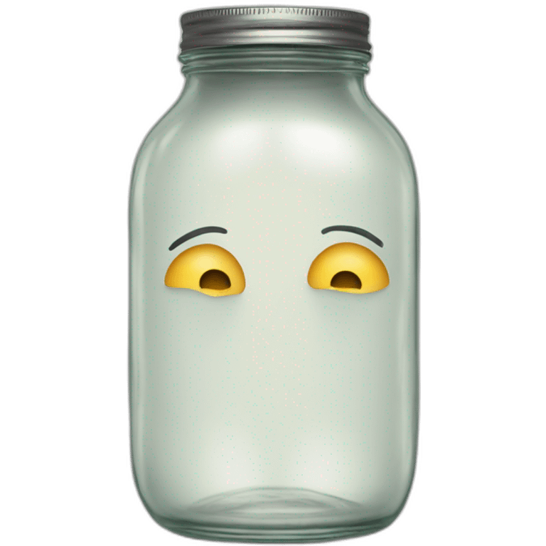 an empty glass jar squeezed in-between two human legs emoji