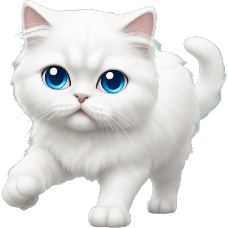 White persian cat whit blue eyes kitten walking  emoji